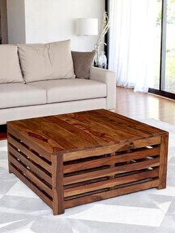 Ikiriya - Sheesham Wood Contemporary Coffee Table In Natural Teak Finish (1 Year Warranty)