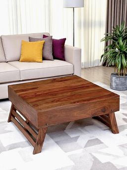 Ikiriya - Sheesham Wood Contemporary Coffee Table In Natural Teak Finish (1 Year Warranty)