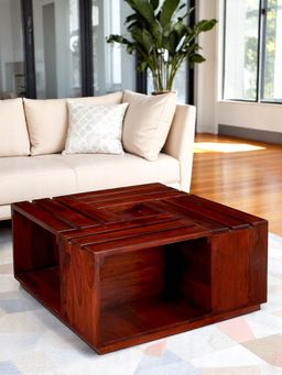 Ikiriya - Sheesham Wood Accent Coffee Table In Honey Finish (1 Year Warranty)