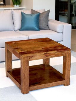 Ikiriya - Sheesham Wood Contemporary Coffee Table In Natural Teak Finish (1 Year Warranty)