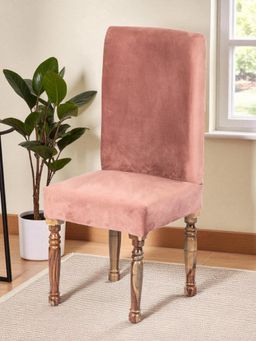 Ikiriya - Rosslyn Sheesham Wood Accent Dining Chair Coral Pink Velvet Teak Finish (1 Year Warranty)