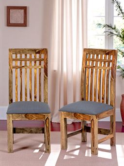 Ikiriya - Sheesham Wood Accent Pack Of 2 Dining Chairs In Teak Finish (1 Year Warranty)