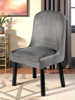 Ikiriya - Rosslyn Sheesham Wood Dining Chair Iron Grey Velvet Extra Dark Mahogany Finish (1 Year Warranty)