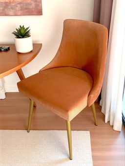 Ikiriya - Rosslyn Sheesham Wood Accent Dining Chair Peach Velvet (1 Year Warranty)