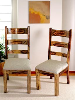 Ikiriya - Sheesham Wood Accent Pack Of 2 Dining Chairs In Teak Finish (1 Year Warranty)