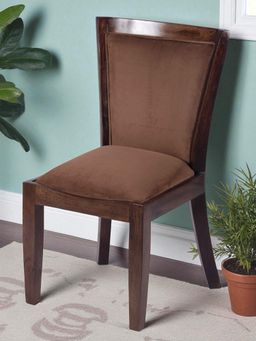Ikiriya - Newport Sheesham Wood Dining Chair Taupe Brown Velvet Provisional Teak Finish (1 Year Warranty)