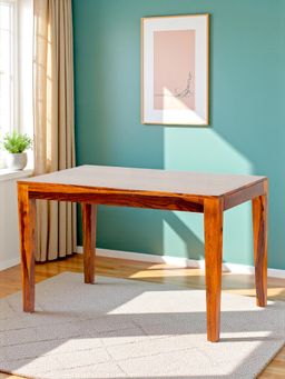 Ikiriya - Sheesham Wood Contemporary Dining Table In Pine Finish Log (1 Year Warranty)