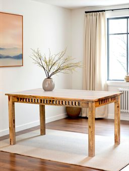 Ikiriya - Sheesham Wood Contemporary Dining Table In Teak Finish Brown (1 Year Warranty)