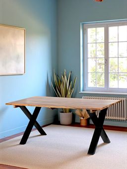 Ikiriya - Sheesham Wood Contemporary Dining Table In Teak Finish (1 Year Warranty)