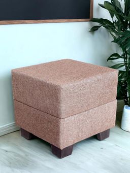 Ikiriya - Iris Pine Wood Contemporary Ottoman / Pouffe Jute Beige (1 Year Warranty)