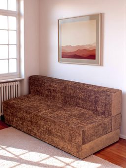 Ikiriya - Naples Foam Contemporary Sofa Cum Bed Caramel Brown Sparkle Velvet (1 Year Warranty)