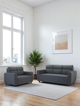 Ikiriya - Dayton Pine Wood Contemporary 3+2 Seater Sofa Anchor Dark Grey Fabric (Set Of 2) (1 Year Warranty)