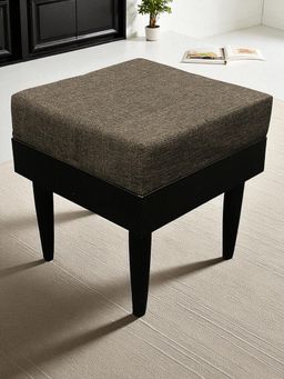 Ikiriya - Lisbon Sheesham Wood Accent Stool Jute Brown Extra Dark Mahogany Finish (1 Year Warranty)
