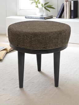 Ikiriya - Lisbon Sheesham Wood Accent Stool Jute Brown Extra Dark Mahogany Finish (1 Year Warranty)