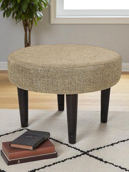 Ikiriya - Nayla Sheesham Wood Contemporary Stool Jute Beige Extra Dark Mahogany Finish (1 Year Warranty)