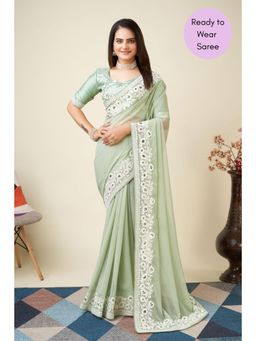 VAIRAGEE - Ananya Olive Ready To Wear Sarees with Unstitched Blouse