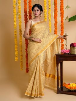 Teejh - Kasargod Kerala Tissue Cotton Saree with Unstitched Blouse
