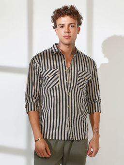 Campus Sutra - Mens Multi-Color Candy Striped Oversized Shirt