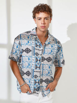 Campus Sutra - Mens Multi-Color Bohemian Impressions Oversized Shirt