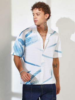 Campus Sutra - Mens Multi-Color Stroked Waffle Oversized Shirt