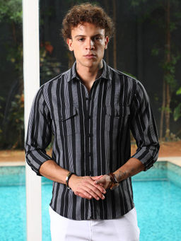 Campus Sutra - Utility Multitrack-Striped Shirt