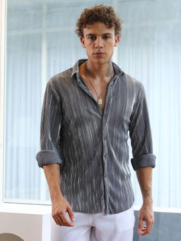 Campus Sutra - Mens Icy Multi-Color Pleat-Creased Shirt