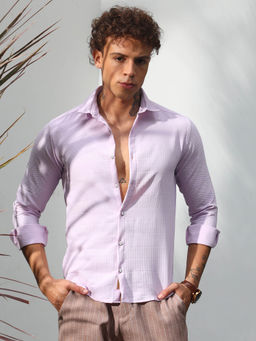 Campus Sutra - Mens Lilac Chevron-Textured Shirt