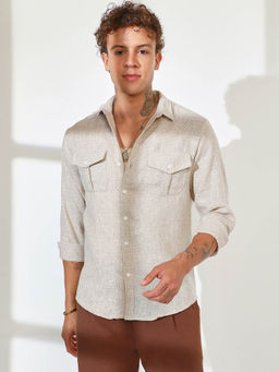 Campus Sutra - Mens Multi-Color Basket-Weave Shirt