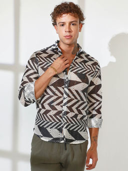 Campus Sutra - Mens Multi-Color Chevron-Knit Shirt