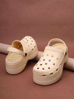 Truffle Collection - Beige Solid Clogs