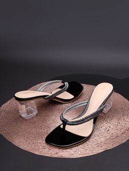 Truffle Collection - Black Embellished Heels