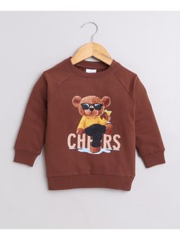 Bumzee - Brown Boys Full Sleeves Cotton Sweatshirt