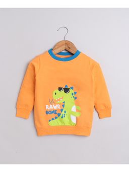 Bumzee - Orange Boys Full Sleeves Cotton Sweatshirt