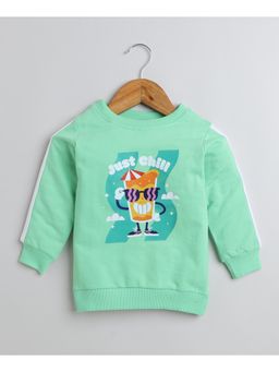 Bumzee - Light Green Boys Full Sleeves Cotton Sweatshirt