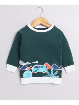 Bumzee - Bottle Green Boys Full Sleeves Cotton Sweatshirt