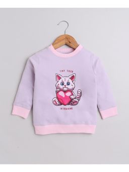 Bumzee - Lavender Girls Full Sleeves Cotton Sweatshirt