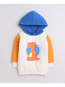 Bumzee - Beige Boys Full Sleeves Cotton Hooded Sweatshirt