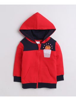 Bumzee - Red Boys Full Sleeves Cotton Hooded Sweatshirt