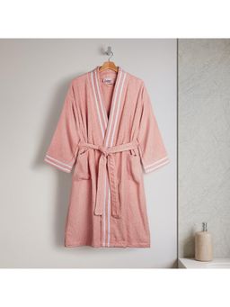 SPACES - Airsoft Cotton 300 GSM Dobby Weave Plain Large Premium Bath Rob - Peach (L)