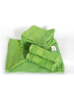 Layers - Everfresh Cotton 380 GSM Green Face Towels - Green (Pack of 12)