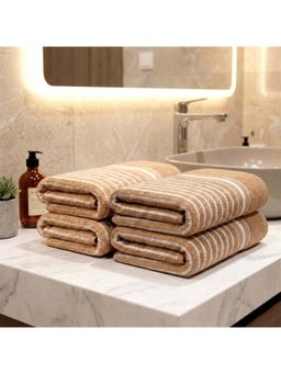 Athom Living - Ultra Soft Quick Dry Premium Cotton Hand Towel (Pack of 4) - Beige (M)