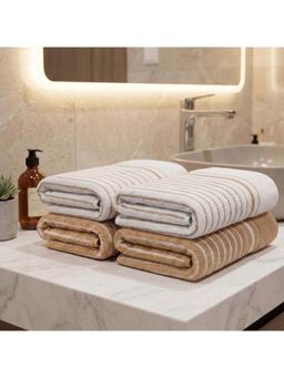 Athom Living - Ultra Soft Quick Dry Premium Cotton Hand Towel (Pack of 4) - Brown (M)