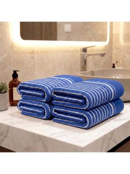 Athom Living - Ultra Soft Quick Dry Premium Cotton Hand Towel (Pack of 4) - Blue (M)