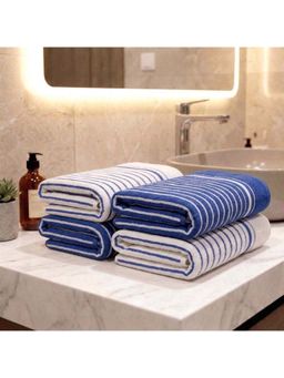 Athom Living - Ultra Soft Quick Dry Premium Cotton Hand Towel (Pack of 4) - Blue (M)