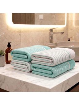 Athom Living - Ultra Soft Quick Dry Premium Cotton Hand Towel (Pack of 4) - Green (M)