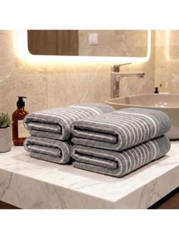 Athom Living - Ultra Soft Quick Dry Premium Cotton Hand Towel (Pack of 4) - Grey (M)