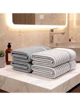 Athom Living - Ultra Soft Quick Dry Premium Cotton Hand Towel (Pack of 4) - Grey (M)