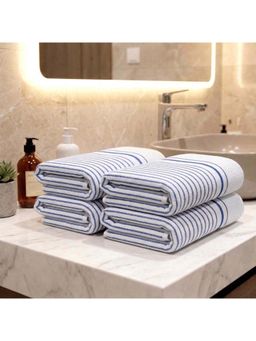Athom Living - Ultra Soft Quick Dry Premium Cotton Hand Towel (Pack of 4) - Blue (M)