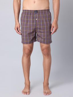 Urban Scottish - Men Multicolor Checks Cotton Regular Fit Mid Rise Elastic Waistband Boxer
