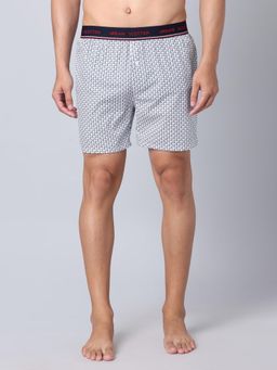 Urban Scottish - Men White Cotton Regular Fit Mid Rise Printed Outer Elastic Boxer
